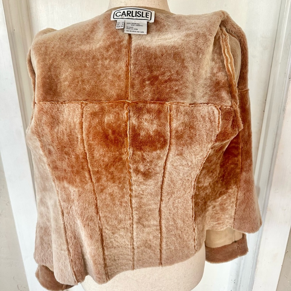 Carlisle Vintage Genuine 100% Shearling Wool Tan Coat Size 6 Womens - Picture 6 of 7